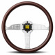 Volani 3-kraki volanski obroč MOMO GRAND PRIX, 350mm, les, 37mm zamik, rjava/srebrna | race-shop.si