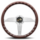 Volani 3-kraki volanski obroč MOMO GRAND PRIX, 350mm, les, 37mm zamik, rjava/srebrna | race-shop.si