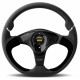 Volani 3-kraki volanski obroč MOMO, 350mm, semiš, 38mm zamik, črna | race-shop.si