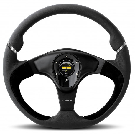 Volani 3-kraki volanski obroč MOMO, 350mm, semiš, 38mm zamik, črna | race-shop.si