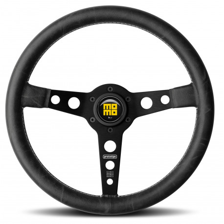 Volani 3-kraki volanski obroč MOMO PROTOTIPO HERITAGE, 350mm, usnje, 39mm zamik, črna | race-shop.si