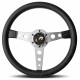 Volani 3-kraki volanski obroč MOMO PROTOTIPO HERITAGE, 350mm, usnje, 39mm zamik, črna/srebrna | race-shop.si