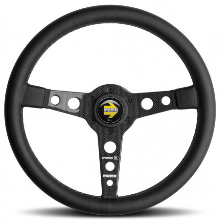 Volani 3-kraki volanski obroč MOMO PROTOTIPO 6C Carbon, 350mm, usnje, 30mm zamik, črna/karbon | race-shop.si