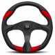 Volani 3-kraki volanski obroč MOMO QUARK, 350mm, usnje, 40mm zamik, črna/rdeča | race-shop.si