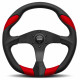 Volani 3 spoke steering wheel MOMO QUARK Black Red 350mm, leather | race-shop.si