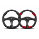 Volani 3-kraki volanski obroč MOMO QUARK, 350mm, usnje, 40mm zamik, črna/rdeča | race-shop.si