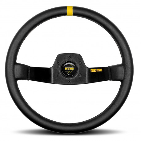 Volani 2-kraki volanski obroč MOMO MOD.02, 350mm, usnje, 87mm zamik, črna/rumena | race-shop.si