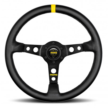 Volani 3-kraki volanski obroč MOMO MOD.07, 350mm, usnje, 72mm zamik, črna/rumena | race-shop.si