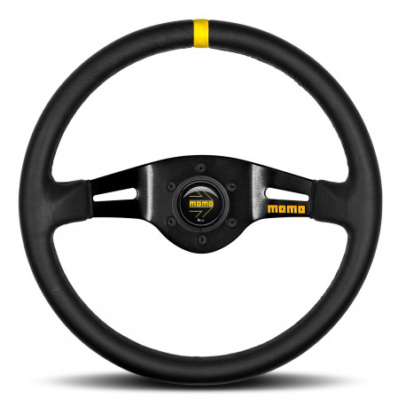 Volani 2-kraki volanski obroč MOMO MOD.03, 350mm, usnje, 70mm zamik, črna/rumena | race-shop.si