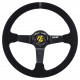 Promocije 3-kraki volanski obroč RACES Giallo, 350mm, semiš, 90mm zamik, črna/siva | race-shop.si