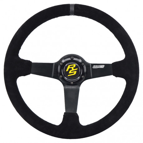 Promocije 3-kraki volanski obroč RACES Giallo, 350mm, semiš, 90mm zamik, črna/siva | race-shop.si
