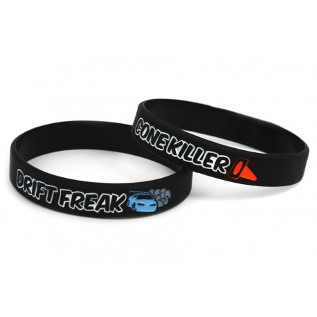 Rubber wrist band Drift Freak / Cone killer silicone wristband (Black) | race-shop.si