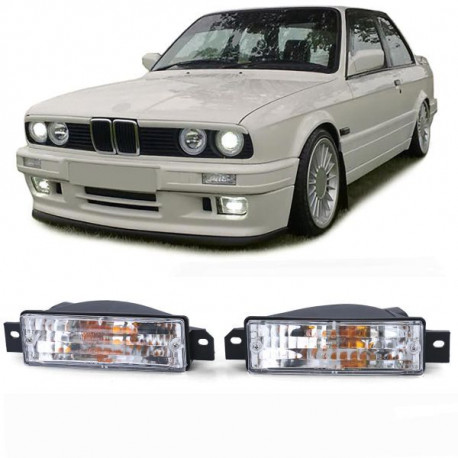 Osvetlenie Smernik iz prozornega stekla bele barve z ustrezno parkirno lučjo in žarnico za BMW 3ER E30 | race-shop.si