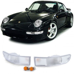 Front turn signal crystal white pair for Porsche 911 993 93-97