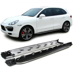 Aluminum running boards flank protection OE style with ABE !! for Porsche Cayenne II