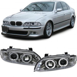 Clear glass Angel Eyes headlights chrome new fit for BMW 5 series E39 95-00