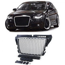 Radiator grille honeycomb grille without emblem black matt chrome for Audi A3 8P 08-13