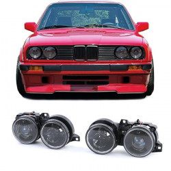 Headlights H1 H1 Black pair fits BMW 3 Series E30 87-93