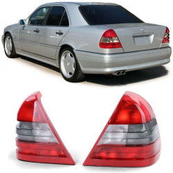 Taillights Tail Lights Red White Pair for Mercedes C Class W202 93-97